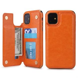 For iPhone 11 POLA TPU + PC Plating Full Coverage Protective Case with Holder & Card Slots & Photo Frame(Orange)