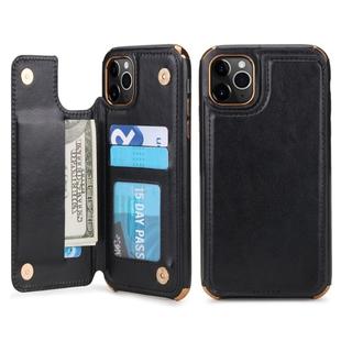 For iPhone 11 Pro POLA TPU + PC Plating Full Coverage Protective Case with Holder & Card Slots & Photo Frame(Black)