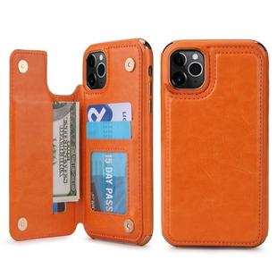 For iPhone 11 Pro Max POLA TPU + PC Plating Full Coverage Protective Case with Holder & Card Slots & Photo Frame(Orange)