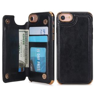 For iPhone 6 / 6s / 7 / 8 POLA TPU + PC Plating Full Coverage Protective Case with Holder & Card Slots & Photo Frame(Black)