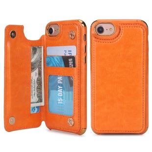 For iPhone 6 / 6s / 7 / 8 POLA TPU + PC Plating Full Coverage Protective Case with Holder & Card Slots & Photo Frame(Orange)
