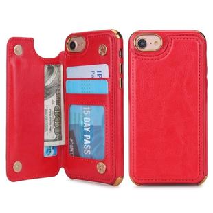 For iPhone 6 / 6s / 7 / 8 POLA TPU + PC Plating Full Coverage Protective Case with Holder & Card Slots & Photo Frame(Red)