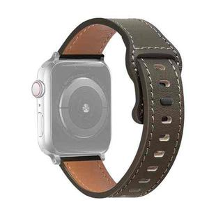 Butterfly Buckle Cowhide Leather Watch Band For Apple Watch Series 8&7 41mm / SE 2&6&SE&5&4 40mm / 3&2&1 38mm(Grey Brown)