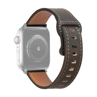 Butterfly Buckle Cowhide Leather Watch Band For Apple Watch Ultra 49mm / Series 8&7 45mm / SE 2&6&SE&5&4 44mm / 3&2&1 42mm(Grey Brown)