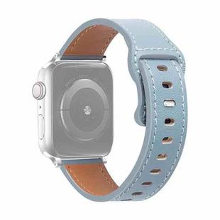 Butterfly Buckle Cowhide Leather Watch Band For Apple Watch Ultra 49mm / Series 8&7 45mm / SE 2&6&SE&5&4 44mm / 3&2&1 42mm(Sky Blue)