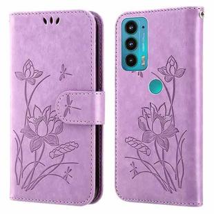 For Motorola Moto E20 / E30 / E40 Lotus Embossed Leather Phone Case(Purple)