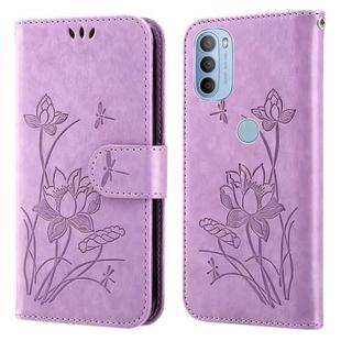 For Motorola Moto G31 / G41 Lotus Embossed Leather Phone Case(Purple)