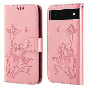 For Google Pixel 6 Lotus Embossed Leather Phone Case(Pink)