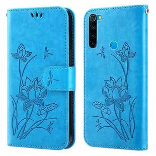 For Xiaomi Redmi Note 8 2021 Lotus Embossed Leather Phone Case(Blue)