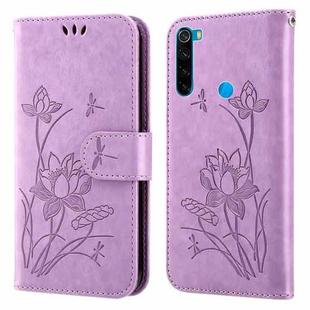 For Xiaomi Redmi Note 8 2021 Lotus Embossed Leather Phone Case(Purple)