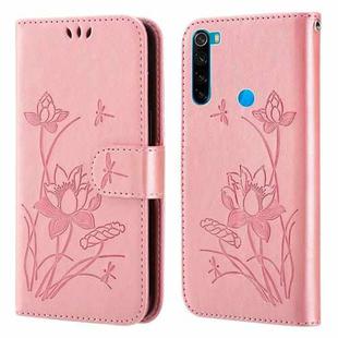 For Xiaomi Redmi Note 8 2021 Lotus Embossed Leather Phone Case(Pink)