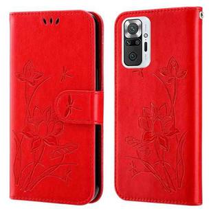 For Xiaomi Redmi Note 9 Pro / Pro Max Lotus Embossed Leather Phone Case(Red)