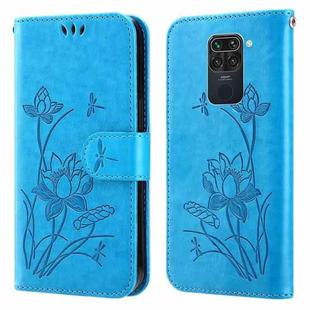 For Xiaomi Redmi Note 9 / 10X 4G Lotus Embossed Leather Phone Case(Blue)