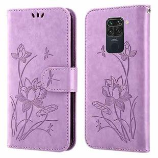 For Xiaomi Redmi Note 9 / 10X 4G Lotus Embossed Leather Phone Case(Purple)