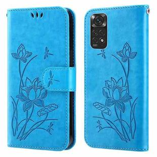 For Xiaomi Redmi Note 11 Global Lotus Embossed Leather Phone Case(Blue)