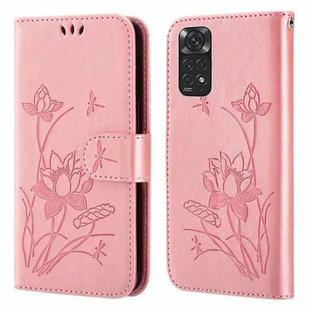 For Xiaomi Redmi Note 11 Global Lotus Embossed Leather Phone Case(Pink)