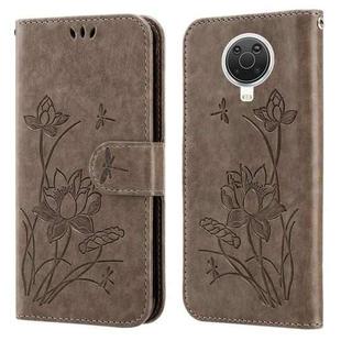 For Nokia G20 / G10 / 6.3 Lotus Embossed Leather Phone Case(Grey)