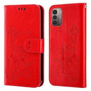 For Nokia G21 / G11 Lotus Embossed Leather Phone Case(Red)