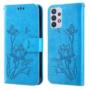 For Samsung Galaxy A32 5G Lotus Embossed Leather Phone Case(Blue)