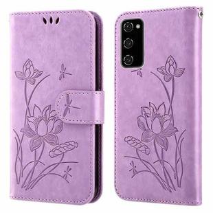 For Samsung Galaxy S20 FE Lotus Embossed Leather Phone Case(Purple)