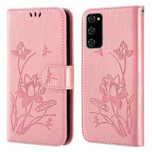 For Samsung Galaxy S20 FE Lotus Embossed Leather Phone Case(Pink)