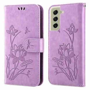 For Samsung Galaxy S21 FE 5G Lotus Embossed Leather Phone Case(Purple)