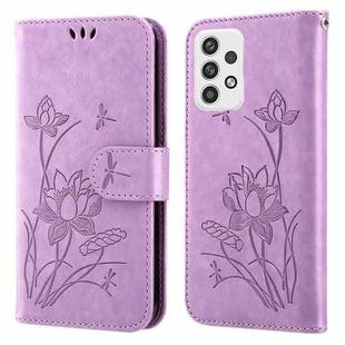 For Samsung Galaxy A52s 5G / A52 5G / 4G Lotus Embossed Leather Phone Case(Purple)