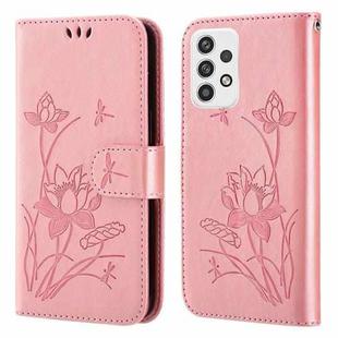 For Samsung Galaxy A52s 5G / A52 5G / 4G Lotus Embossed Leather Phone Case(Pink)