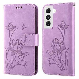 For Samsung Galaxy S22+ 5G Lotus Embossed Leather Phone Case(Purple)
