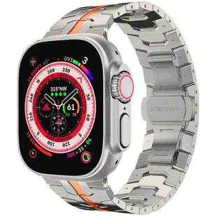 Steel Watch Band For Apple Watch Series 9&8&7 41mm / SE 3&SE 2&6&SE&5&4 40mm / 3&2&1 38mm(Silver Orange)