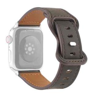 Crazy Horse Leather Butterfly Buckle Watch Band For Apple Watch Series 8&7 41mm / SE 2&6&SE&5&4 40mm / 3&2&1 38mm(Coffee)