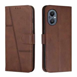 For OPPO A96 5G / Reno7 Z 5G / OnePlus Nord N20 5G Stitching Calf Texture Buckle Leather Phone Case(Brown)