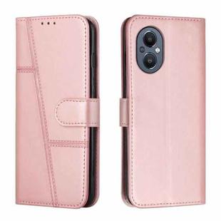 For OPPO A96 5G / Reno7 Z 5G / OnePlus Nord N20 5G Stitching Calf Texture Buckle Leather Phone Case(Pink)