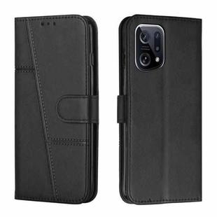 For OPPO Find X5 Stitching Calf Texture Buckle Leather Phone Case(Black)