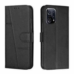 For OPPO Find X5 Pro Stitching Calf Texture Buckle Leather Phone Case(Black)