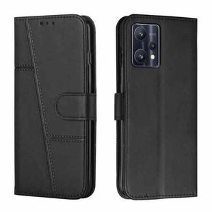 For OPPO Realme 9 Pro+ Stitching Calf Texture Buckle Leather Phone Case(Black)