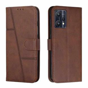 For OPPO Realme 9 Pro+ Stitching Calf Texture Buckle Leather Phone Case(Brown)