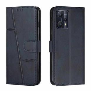 For OPPO Realme 9 Pro+ Stitching Calf Texture Buckle Leather Phone Case(Blue)