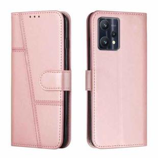 For OPPO Realme 9 Pro / Realme V25 Stitching Calf Texture Buckle Leather Phone Case(Pink)