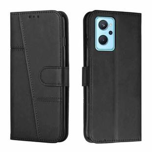 For OPPO Realme 9i / A36 / A76 Stitching Calf Texture Buckle Leather Phone Case(Black)