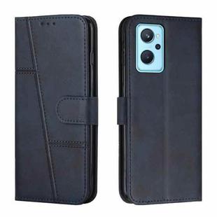 For OPPO Realme 9i / A36 / A76 Stitching Calf Texture Buckle Leather Phone Case(Blue)