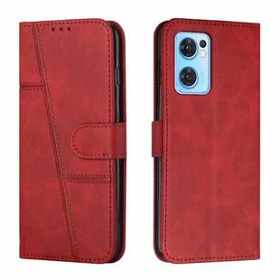 For OPPO Reno7 5G Global & Taiwan Version / Find X5 Lite Stitching Calf Texture Buckle Leather Phone Case(Red)