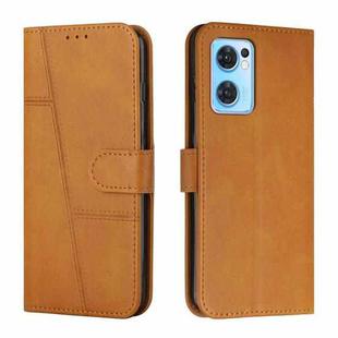 For OPPO Reno7 5G Global & Taiwan Version / Find X5 Lite Stitching Calf Texture Buckle Leather Phone Case(Yellow)