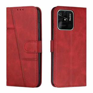 For Xiaomi Redmi 10C 4G / Redmi 10 (India) Stitching Calf Texture Buckle Leather Phone Case(Red)
