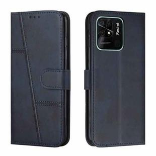 For Xiaomi Redmi 10C 4G / Redmi 10 (India) Stitching Calf Texture Buckle Leather Phone Case(Blue)