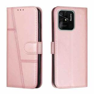 For Xiaomi Redmi 10C 4G / Redmi 10 (India) Stitching Calf Texture Buckle Leather Phone Case(Pink)