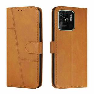 For Xiaomi Redmi 10C 4G / Redmi 10 (India) Stitching Calf Texture Buckle Leather Phone Case(Yellow)