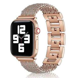 Thin Chain Steel Watch Band For Apple Watch Series 8&7 41mm / SE 2&6&SE&5&4 40mm / 3&2&1 38mm(Rose Gold)