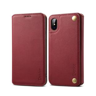 For iPhone X / XS Denior V4 Luxury Car Cowhide Horizontal Flip Leather Case with Holder & Card Slots & Wallet(Dark Red)