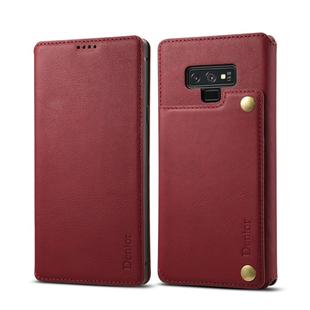 For Galaxy Note9 Denior V4 Luxury Car Cowhide Horizontal Flip Leather Case with Holder & Card Slots & Wallet(Dark Red)